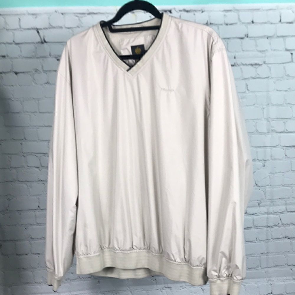 Trump Golf V-neck Mesh Lined Windbreaker Size Large Ribbed-at cuff & sleeves EUC